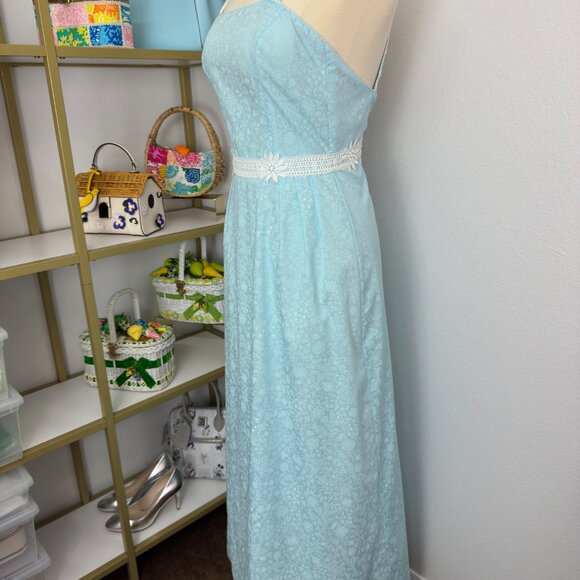 Adorable "Liza" by Lilly Pulitzer Soft Blue Floral Maxi Dress Vintage Size 11-12 - Picture 5 of 16